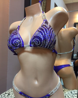 Purple Haze Bikini Competition Suit Stunning Crystal Rhinestone Back Piece