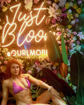 RY1 HOT pink bikini competition suit Micro bikini cup Posing bikini suit Rhinestone clustered