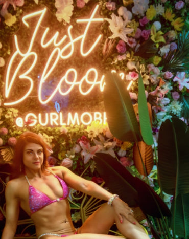 RY1 HOT pink bikini competition suit Micro bikini cup Posing bikini suit Rhinestone clustered