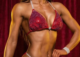 Fire RED bikini competition suit with Red rhinestones