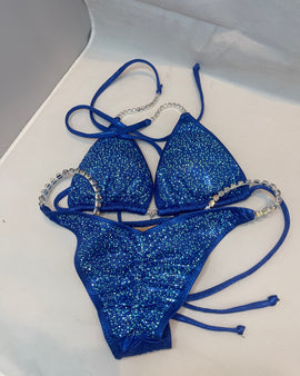 CS834 Royal Blue with multi color rhinestone Competition Bikini suit Rhinestone bikini design