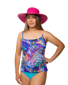 Lingerie Strap Tankini Rainbow Waves