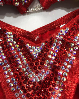 Stunning V is for Valentine red Figure Physique Crystal Bikini competition suit perfect for NPC IFBB