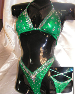AP24 Figure Posing Physique Suit Rhinestone Kelly Emerald green