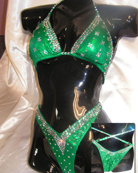 AP24 Figure Posing Physique Suit Rhinestone Kelly Emerald green