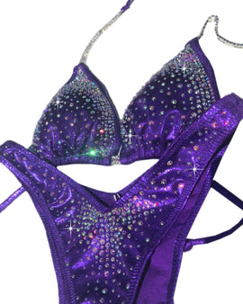 AP09-A Purple CRYSTAL AURORA Figure Physique Competition Suit CAN BE MADE IN BIKINI OR WELLNESS STYLE
