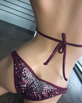 Ruby Maroon Bikini competition suit Burgundy Competition Suit