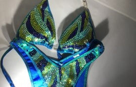 Stunning figure physique competition bikini suit colors of the sea