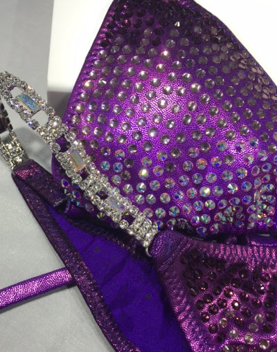 CS105 Bikini competition suit Purple Ombre effect Light to Dark Stunning Rhinestones