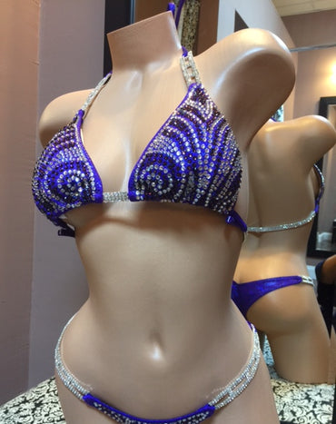 Purple Haze Bikini Competition Suit Stunning Crystal Rhinestone Back Piece