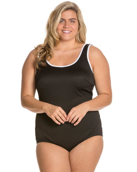 Tuffy One Piece Tank Top Swim Suit- Black