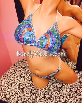 AP606 Stunning Figure Physique Competition Bikini Suit Covered in Rhinestones